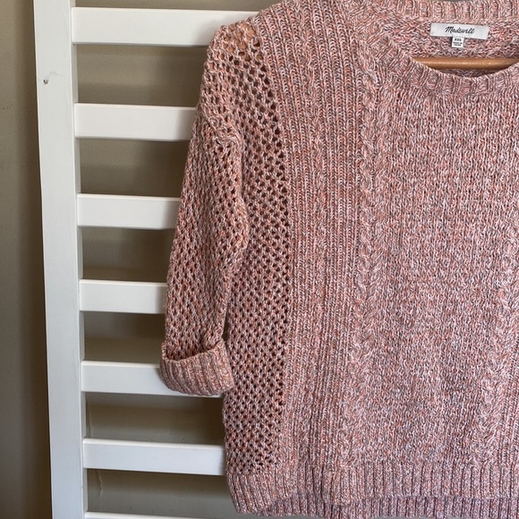 Madewell Marled Plaza Sweater Pullover Crew Neck Marled Open Peach Knit XXS - Picture 4 of 16